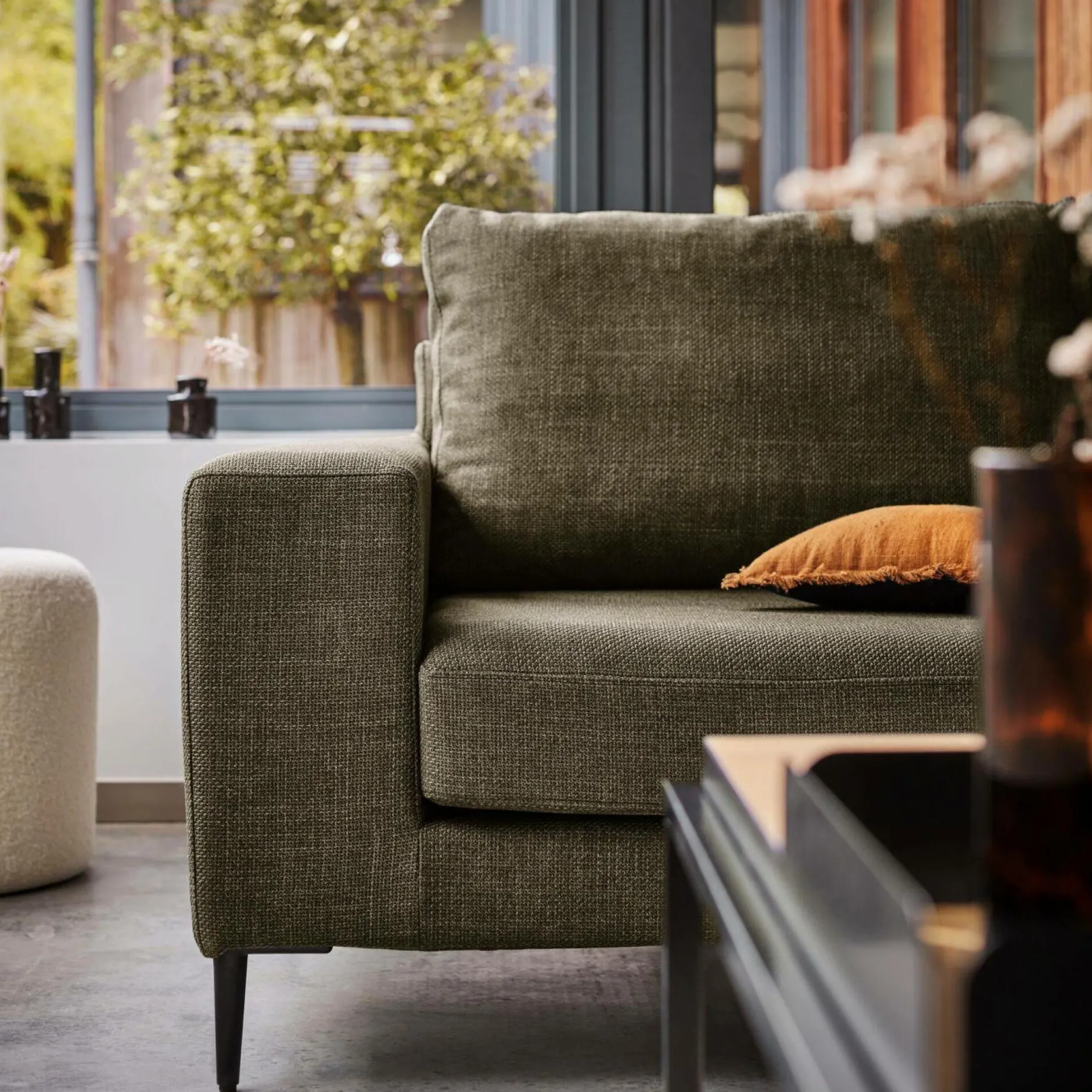 Canapés Fixes>Camif Canapé tissu déhoussable Morgan - - 3 places Vert Forêt