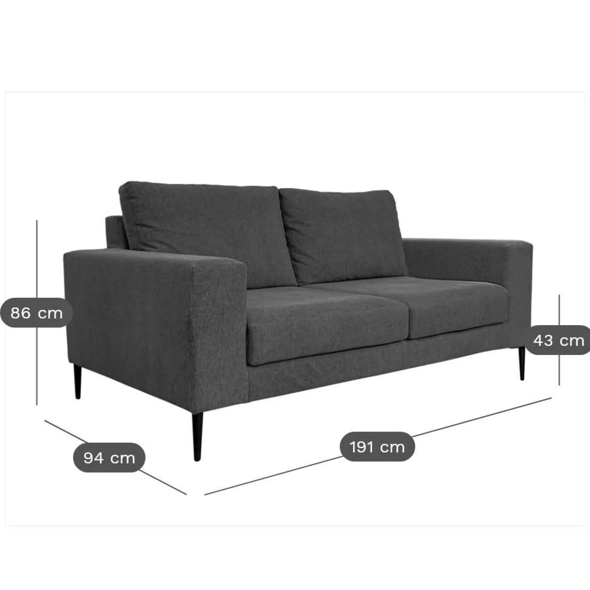 Canapés Fixes>Camif Canapé tissu déhoussable Morgan - - 3 places Vert Forêt