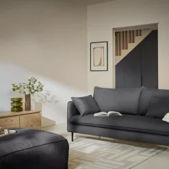 Canapés Droits|Canapés Fixes>Camif Canapé tissu Oden - - 3 places Carbone