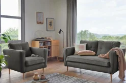 Canapés Fixes>Camif Canapé tissu Ondine - - 2 places Anthracite