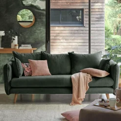 Canapés Droits|Canapés Fixes>Camif Canapé velours côtelé Orion - - 3 places Vert Cèdre