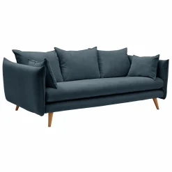 Canapés Droits|Canapés Fixes>Camif Canapé velours côtelé Orion - - 3 places Bleu Prusse