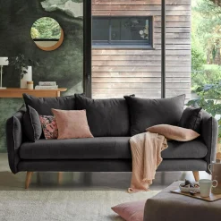 Canapés Droits|Canapés Fixes>Camif Canapé velours côtelé Orion - - 2 places Anthracite