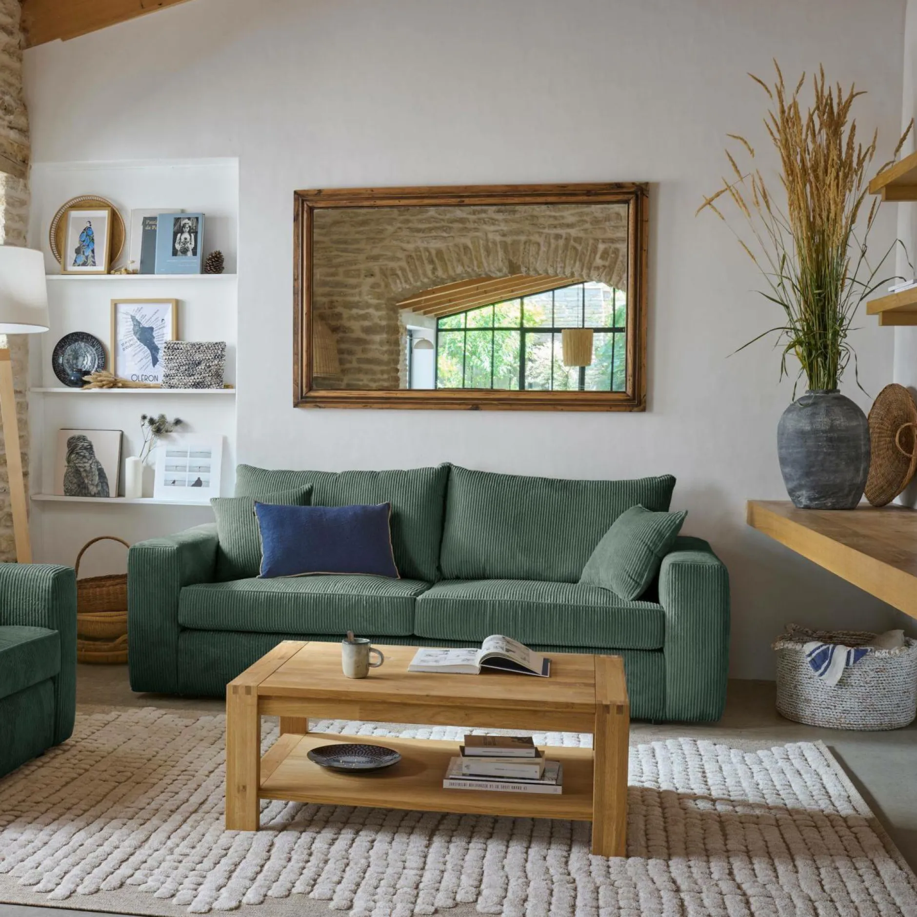 Canapés Fixes|Canapés Droits>Camif Canapé velours côtelé Otto - - 4 places Vert