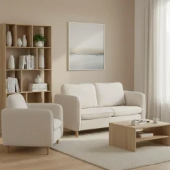 Canapés Fixes>Camif Canapé velours côtelé Portimo - - 2 places Beige