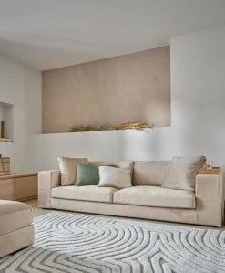 Canapés Fixes|Canapés Droits>Camif Canapé velours Maé - - 5 places Beige