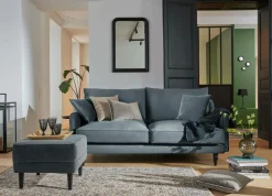 Canapés Droits|Canapés Fixes>Camif Canapé velours Olie - - 3 places Bleu gris