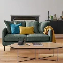 Canapés Fixes>Camif Canapé velours Olympe - - 3 places Bleu