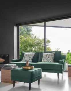 Canapés Fixes>Camif Canapé velours Oscar - - 2 places Vert Emeraude