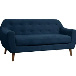 Canapés Droits|Canapés Fixes>Camif Canapé velours Paimpol - - 2 places Bleu Nuit