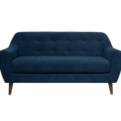 Canapés Droits|Canapés Fixes>Camif Canapé velours Paimpol - - 2 places Bleu Nuit