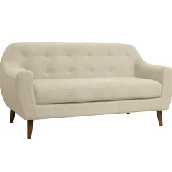 Canapés Droits|Canapés Fixes>Camif Canapé velours Paimpol - - 2 places Crème