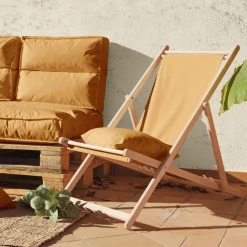 Poufs, Poires Et Coussins De Sol|Poufs, Poires Et Coussins De Sol>Camif Chilienne en tissu recyclé Heva - Curry