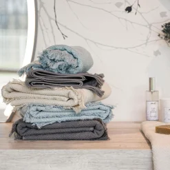 Serviettes De Bain>Camif CLARYSSE Serviette de toilette lin Lise - - Serviette de toilette 50 x 100 cm Anthracite