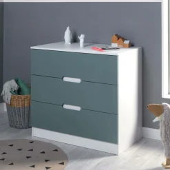 Chambres Enfant|Chambres Enfant>Camif Commode 3 tiroirs Séraphin - Blanc/Vert