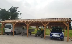 Carports Et Pergola>Camif CPBF-CHARPENTES Abri deux Pentes Faitage Décalé pour Voiture Champagne Ardenne en Bois Abri deux pentes faitage décalé - 550 x 950 cm