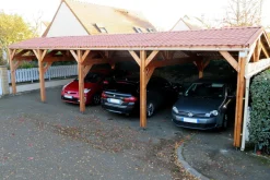 Carports Et Pergola>Camif CPBF-CHARPENTES Abri deux Pentes Faitage Décalé pour Voiture Champagne Ardenne en Bois Abri deux pentes faitage décalé - 550 x 950 cm