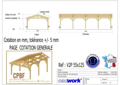 Carports Et Pergola>Camif CPBF-CHARPENTES Abri deux Pentes pour Voiture Bourgogne en Bois - 550 x 1250 cm