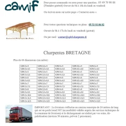 Carports Et Pergola>Camif CPBF-CHARPENTES Abri une Pente Adossé pour Voiture Bretagne en Bois - 400 x 950 cm