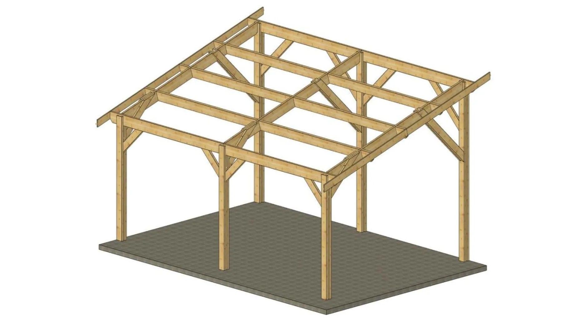 Carports Et Pergola>Camif CPBF-CHARPENTES Abri une Pente pour Voiture Provence en Bois - 450 x 650 cm