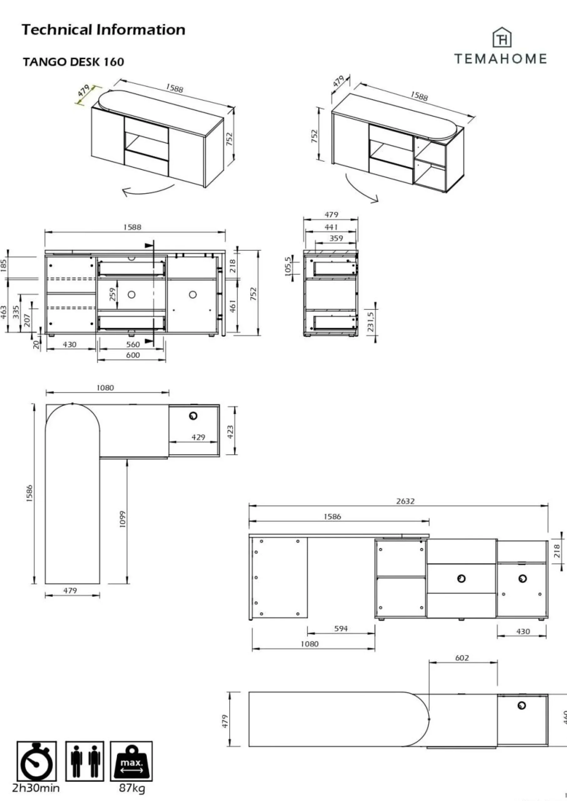 Bureaux>Camif C.PRO PAR Bureau pivotant Tango