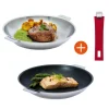 Poêles>Camif CRISTEL Lot de 2 poêles Mutine 24 et 26 cm avec poignée framboise