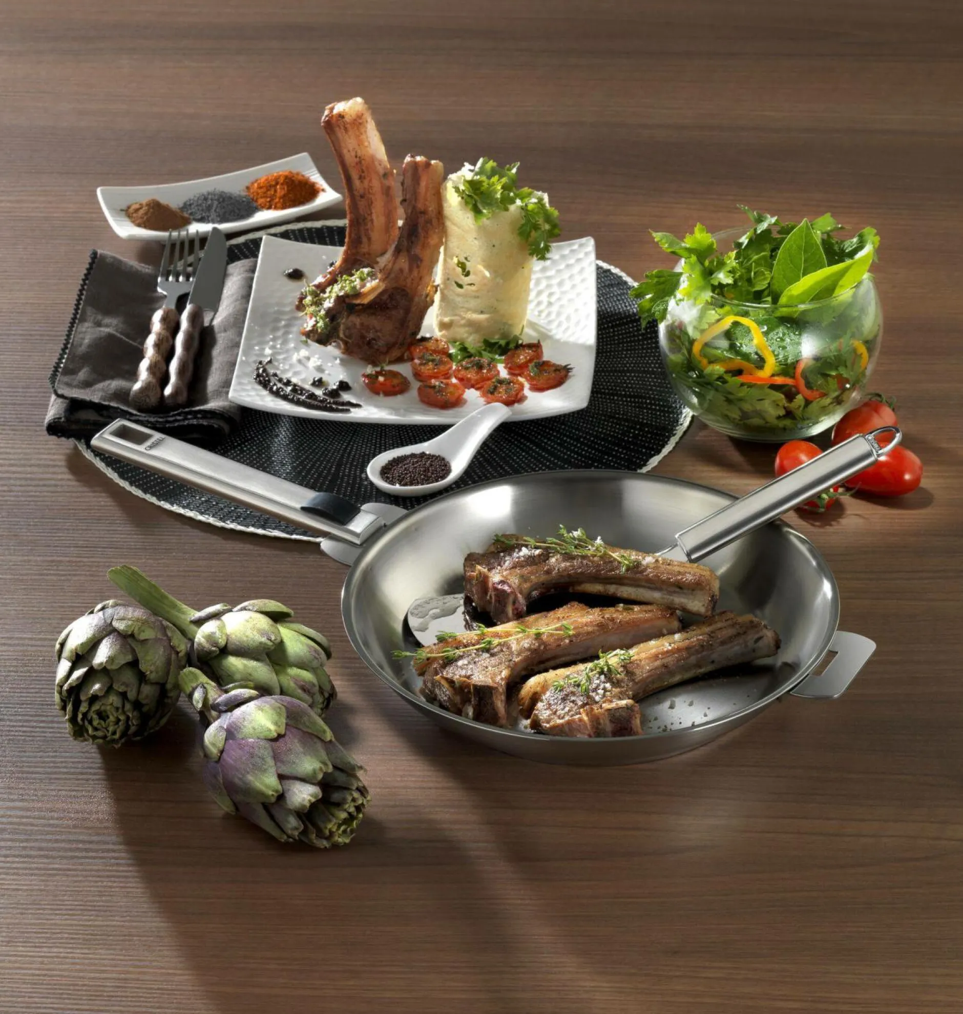 Poêles>Camif CRISTEL Poêle inox Strate Amovible - Diamètre 28 cm