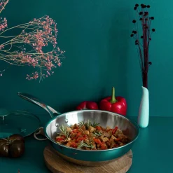 Sauteuses, Tajines Et Wok>Camif CRISTEL Wok inox Castel Pro sans couvercle - Diamètre 28 cm