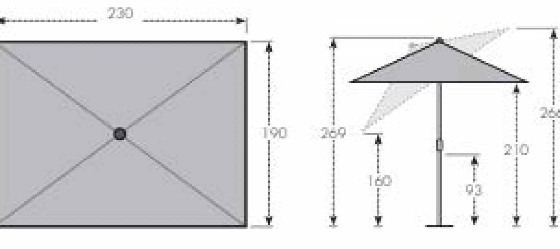 Parasols>Camif DOPPLER Parasol Rectangulaire 230 x 190 cm Sunline en Acier - Terracotta