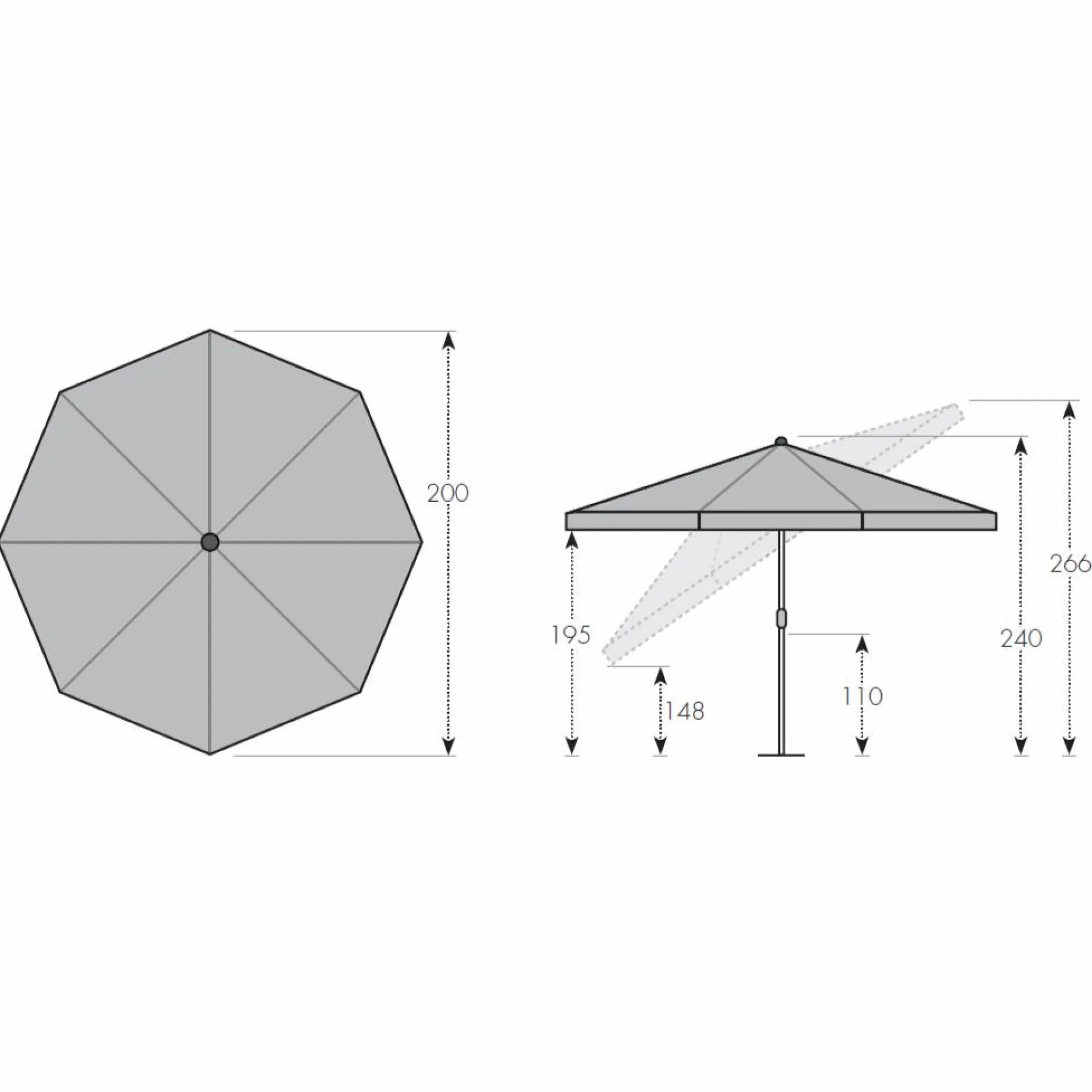 Parasols>Camif DOPPLER Parasol Rond ⌀ 200 cm Sunline en Acier - Taupe