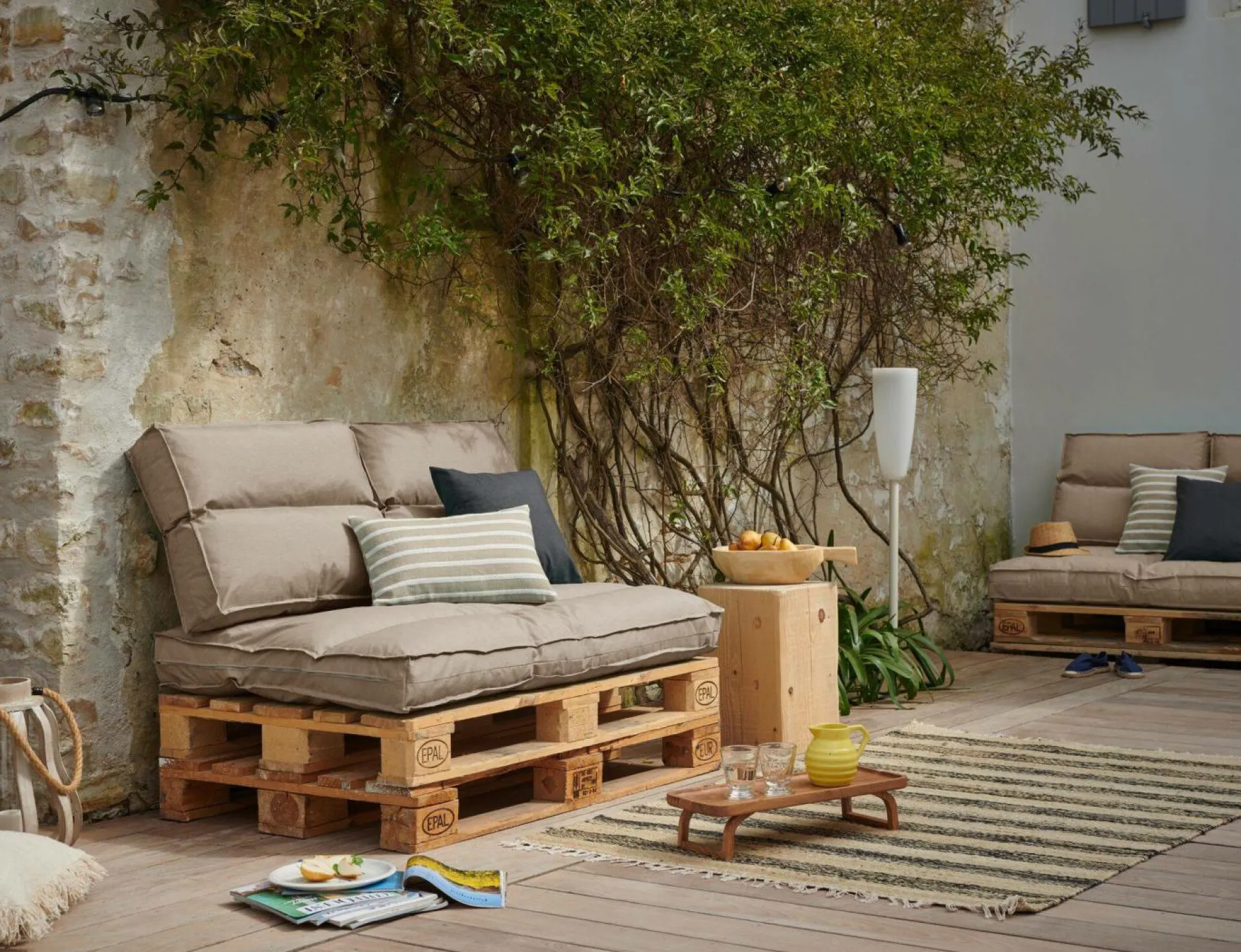 Poufs, Poires Et Coussins De Sol|Poufs, Poires Et Coussins De Sol>Camif Dossier coussin palette recyclé Heva - Sable