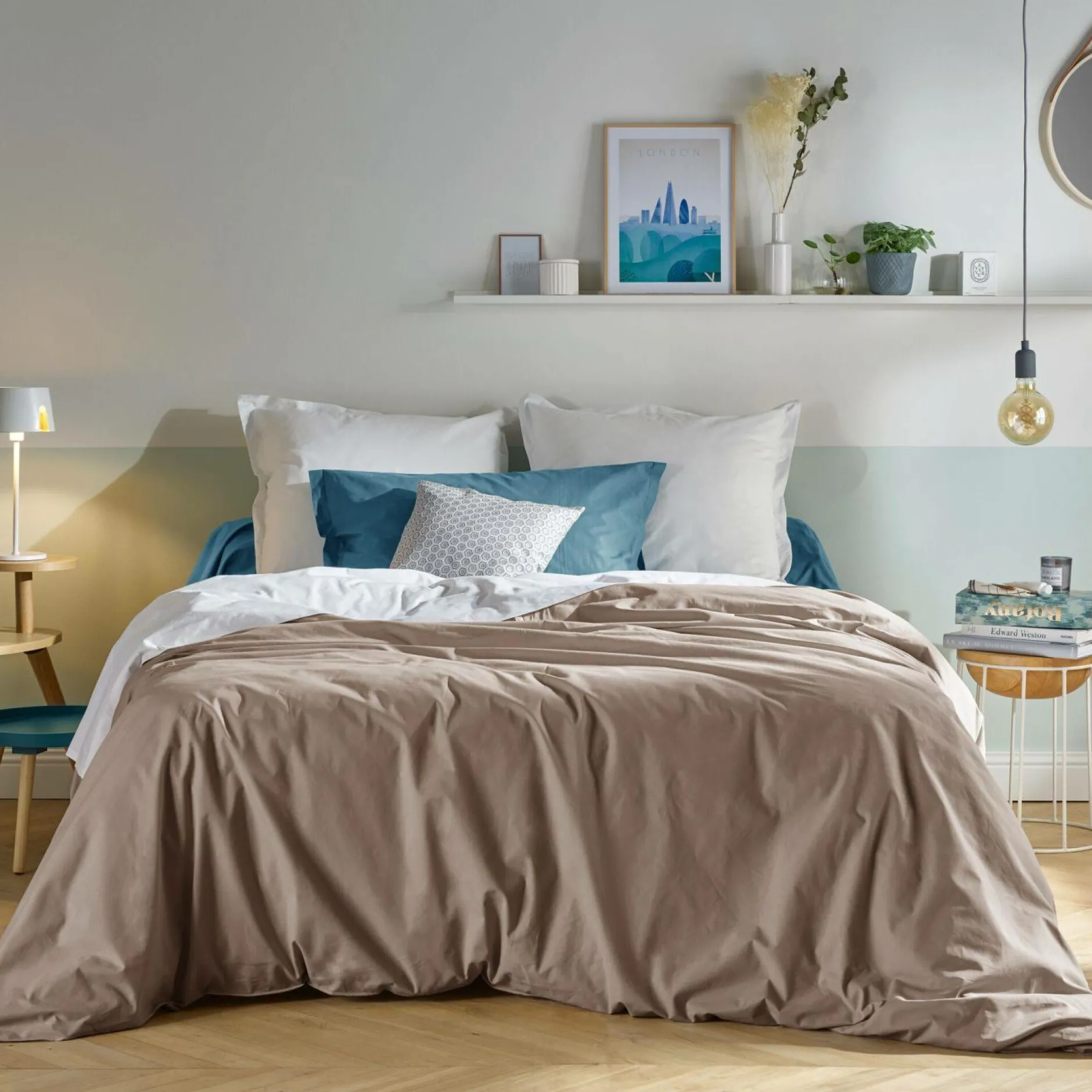 Draps Housse>Camif Drap housse coton bio Fil & Sens - - 140 x 190 cm Taupe
