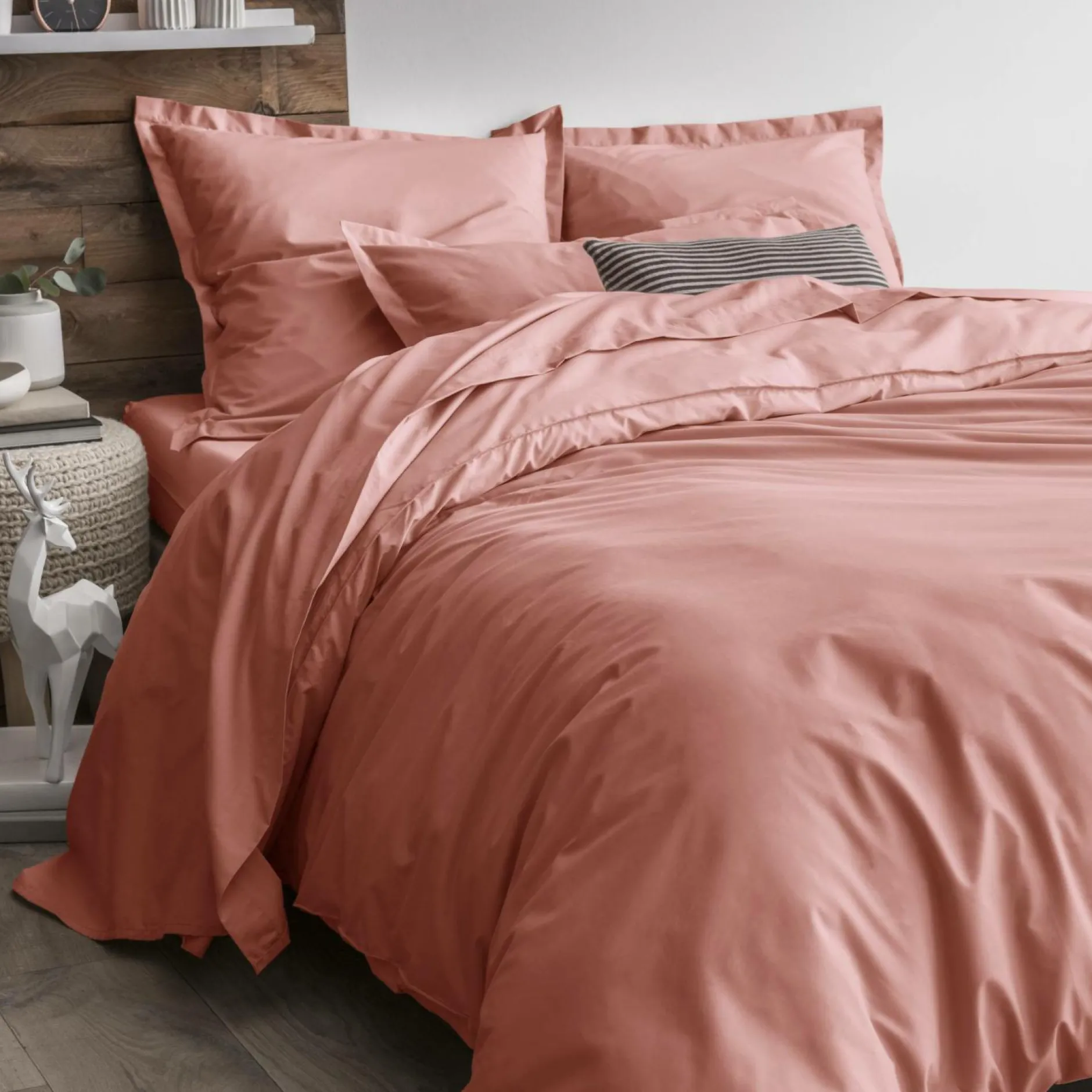 Draps Housse>Camif Drap housse coton bio Fil & Sens - - 140 x 190 cm Rose des Sables