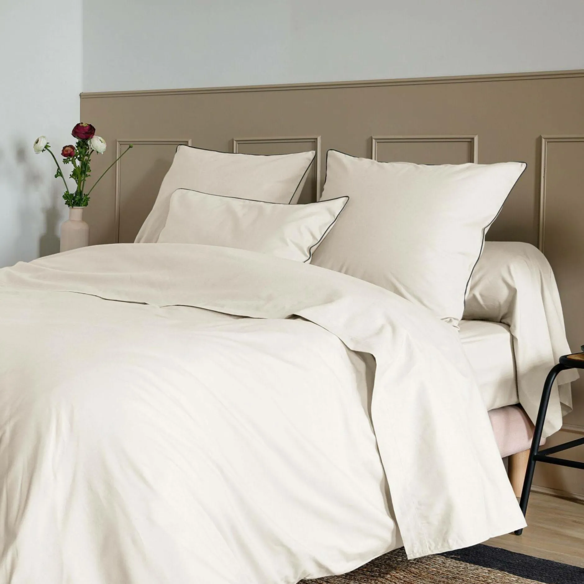 Draps Housse>Camif Drap housse coton bio Thaïs - - 160 x 200 cm Dune