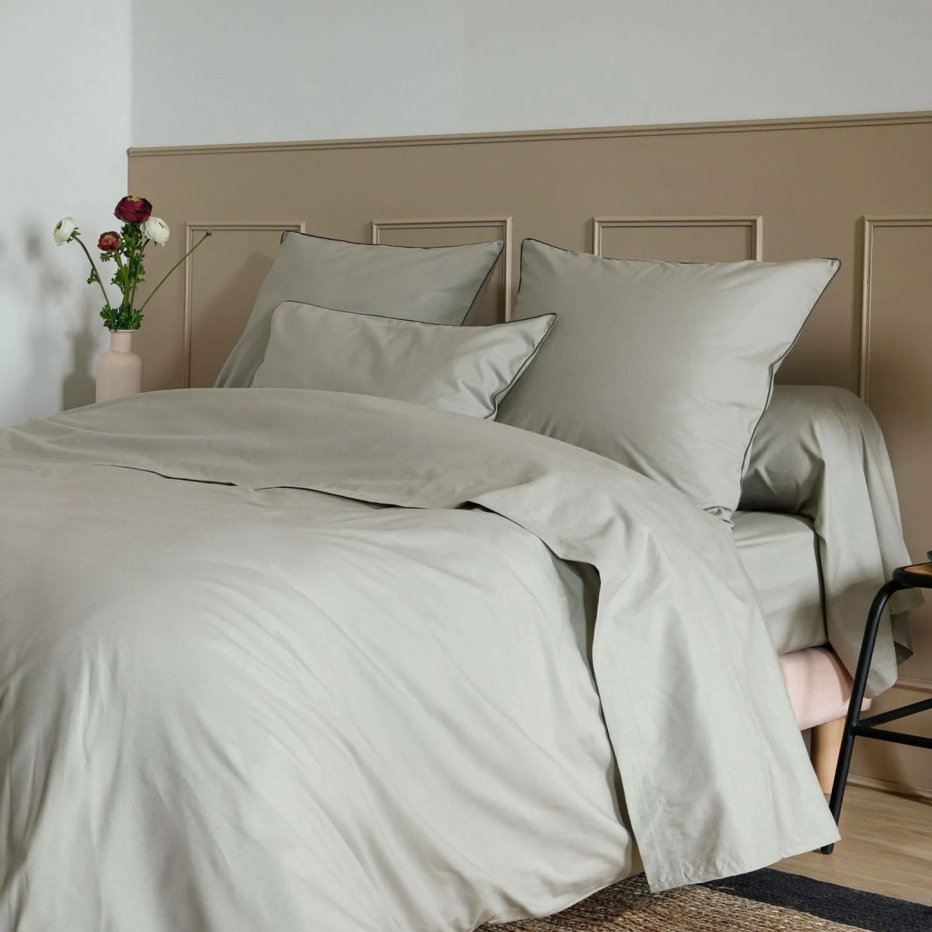 Draps Housse>Camif Drap housse coton bio Thaïs - - 140 x 190 cm Bronze