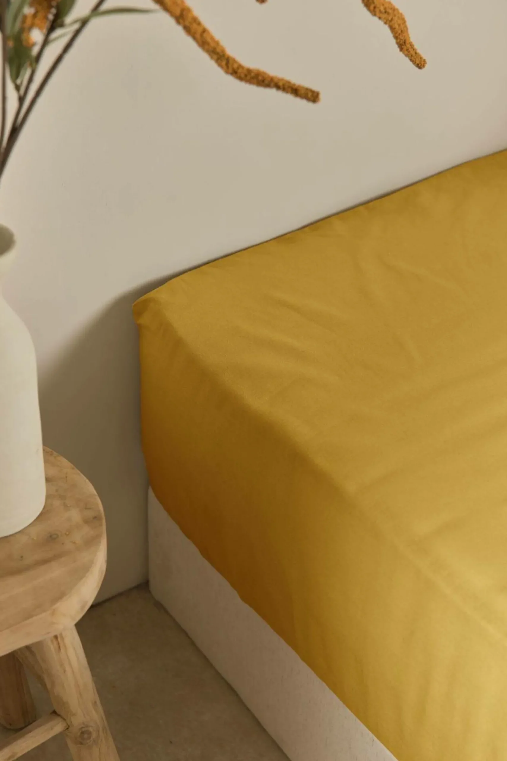 Draps Housse>Camif Drap housse coton lin Valentine - - 140 x 190 cm Curry