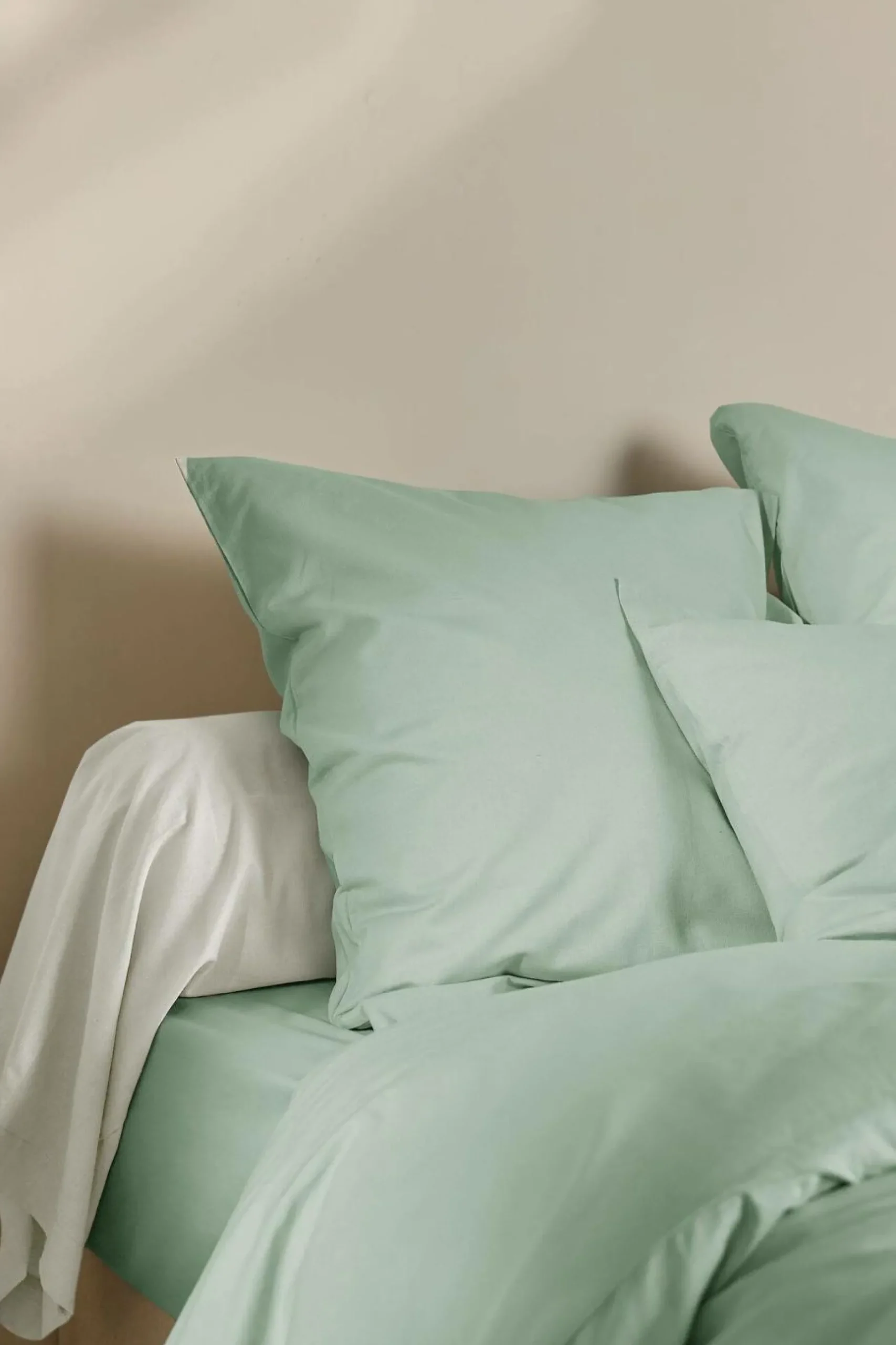 Draps Housse>Camif Drap housse coton lin Valentine - - 140 x 190 cm Bleu écume