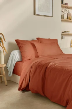 Draps Housse>Camif Drap housse coton lin Valentine - - 140 x 190 cm Terracotta