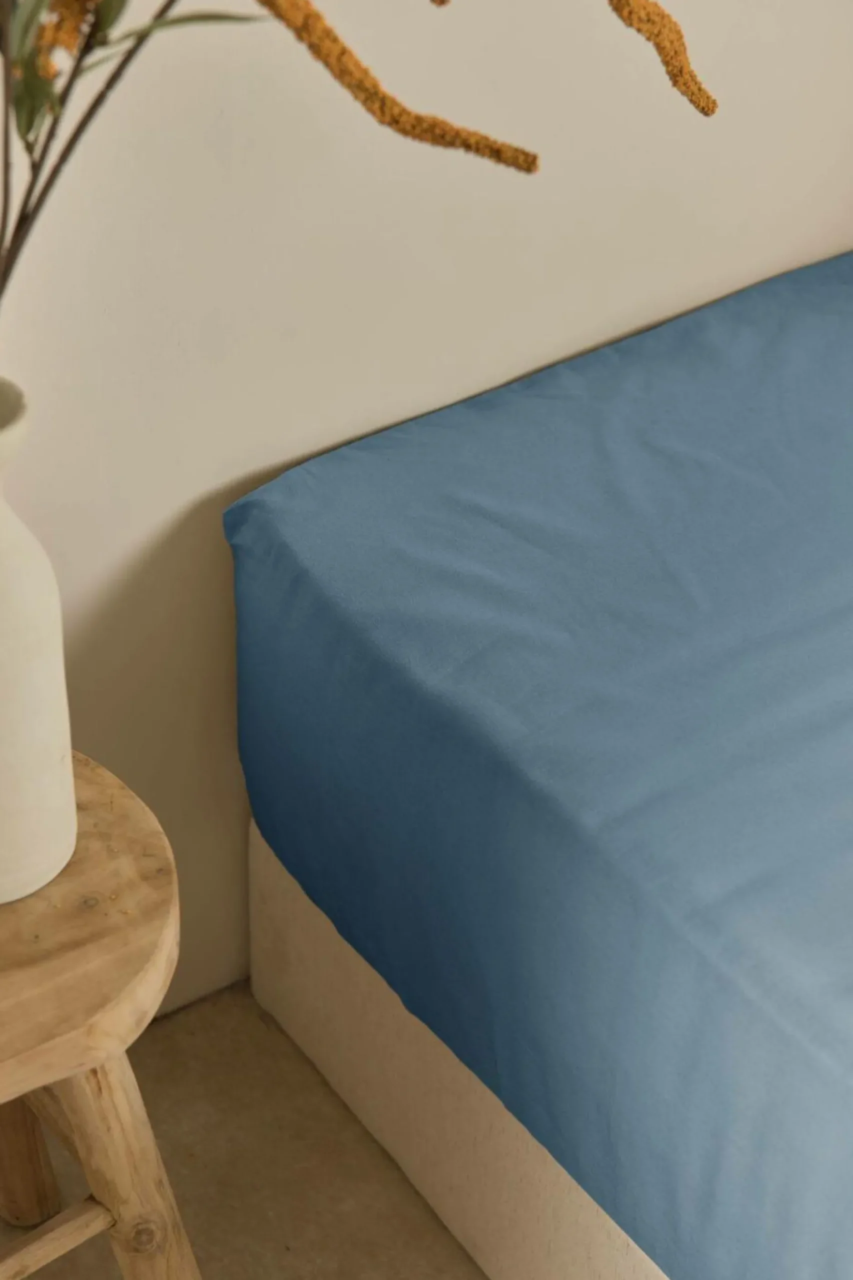 Draps Housse>Camif Drap housse coton lin Valentine - - 140 x 190 cm Bleu Gris