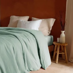 Draps Housse>Camif Drap housse gaze de coton bio Lou - - 140 x 190 cm Vert d'eau