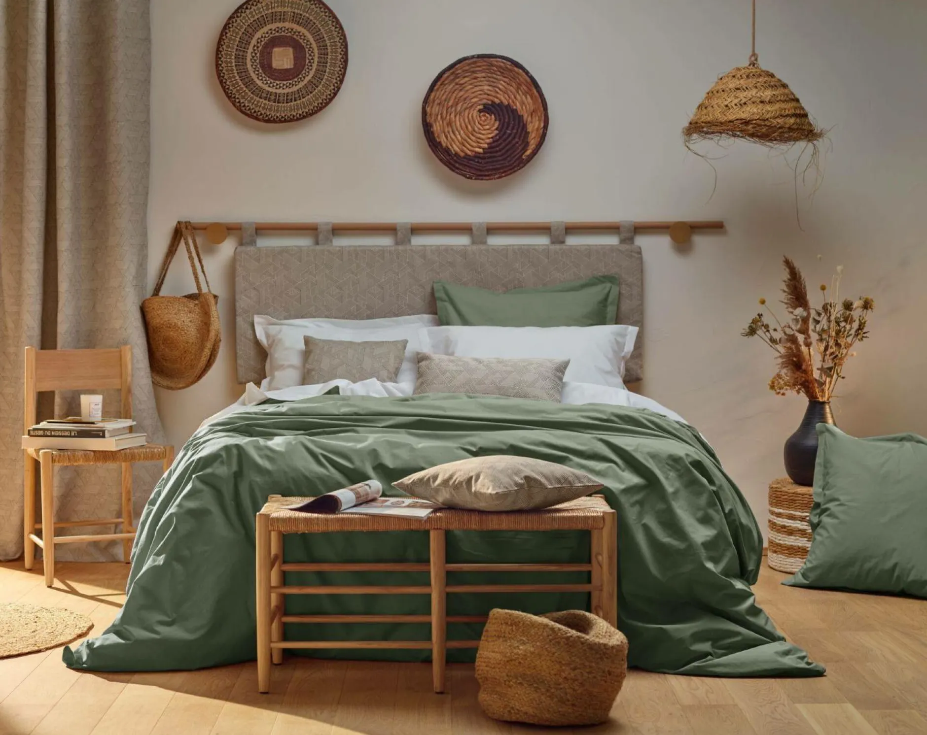 Draps Housse>Camif Drap housse matelas très épais percale bio Elise - - 140 x 190 cm Lichen Vert
