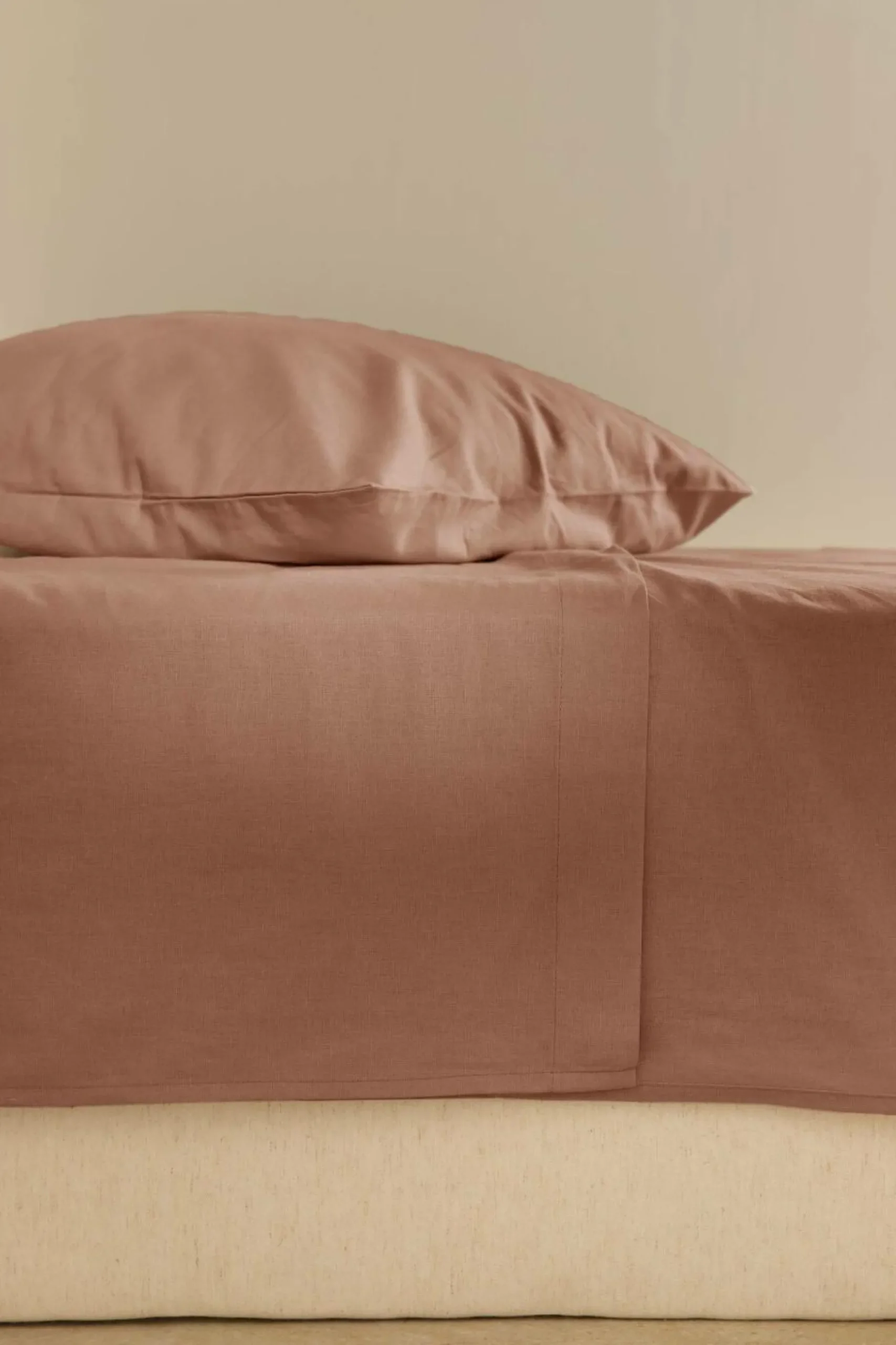 Draps>Camif Drap plat coton lin Valentine - - 240 x 300 cm Pêche de Vigne
