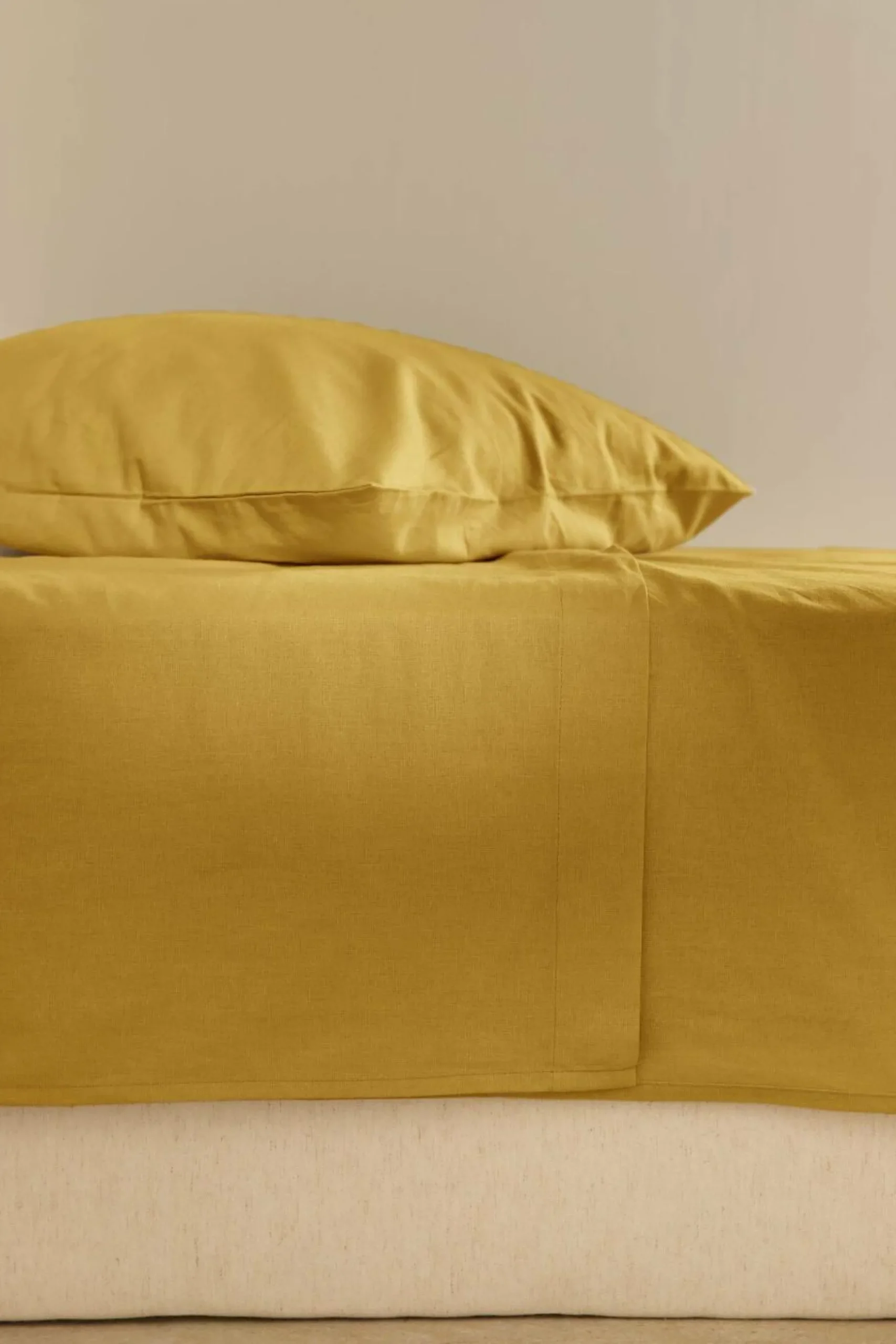 Draps>Camif Drap plat coton lin Valentine - - 240 x 300 cm Curry