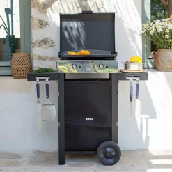 Ensembles Planchas Et Dessertes>Camif ENO Ensemble Plancha et Chariot Initial Gaz 50 en Acier Noir et Inox