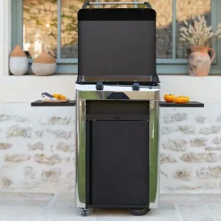 Ensembles Planchas Et Dessertes>Camif ENO Ensemble Plancha Fusion Gaz 60 et Chariot - Acier Gris/Inox