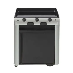 Ensembles Planchas Et Dessertes>Camif ENO Ensemble Plancha Fusion Gaz 75, et Chariot en Acier - Acier Gris/Inox