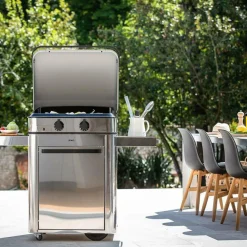 Ensembles Planchas Et Dessertes>Camif ENO Ensemble Plancha sign Gaz 65, Couvercle et Chariot - Inox