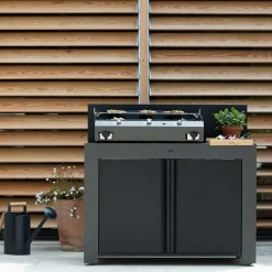 Cuisines D'Extérieur|Dessertes Planchas>Camif ENO Meuble de Cuisine pour Plancha 120 x 60 cm Félix en Acier Gris et Noir