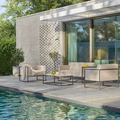 Canapés Et Fauteuils De Jardin>Camif EREME Canapé 2 Places Ruben en Acier et Tissu Recyclé - Etain / Papyrus