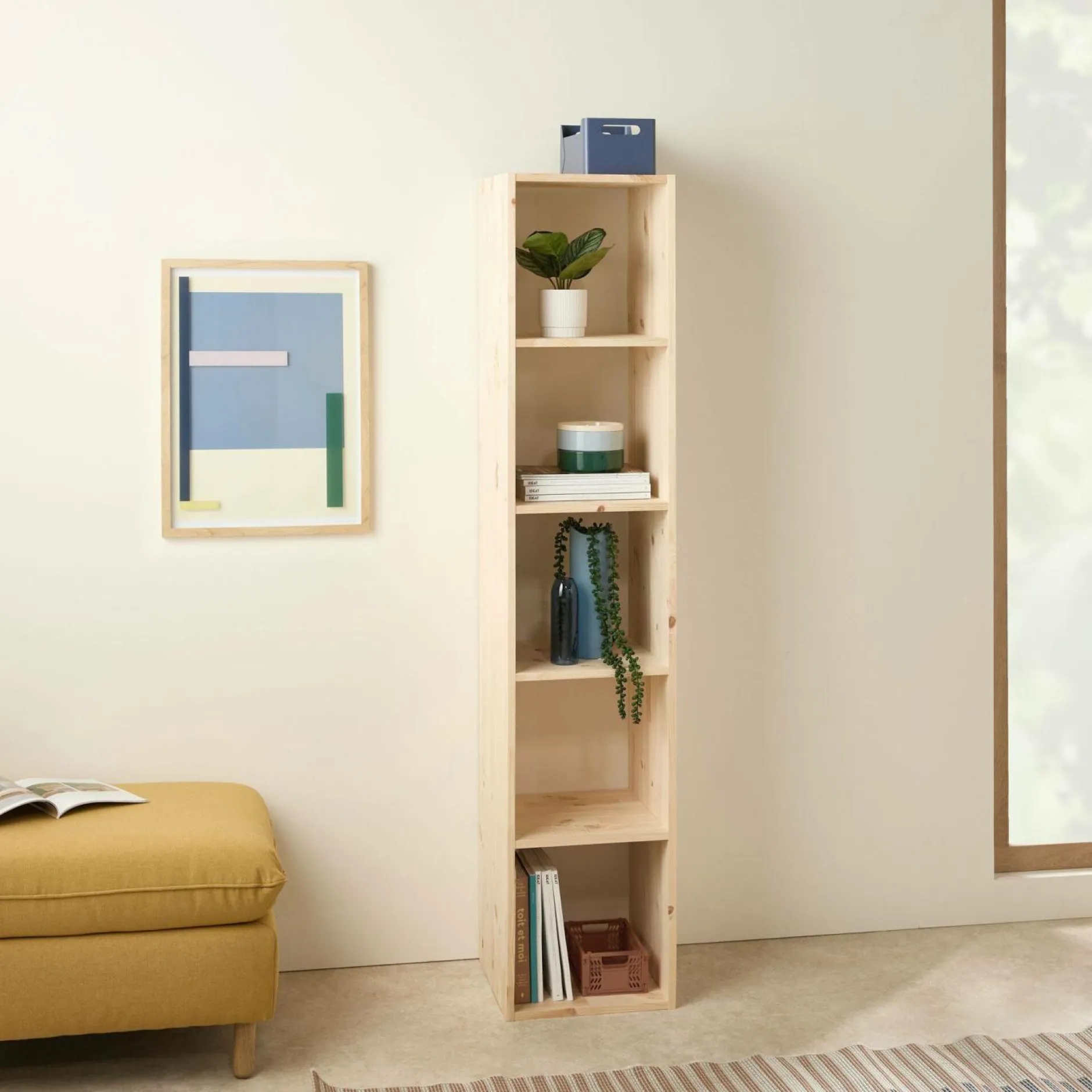 Etagères>Camif Etagère bois massif 5 cases Elio